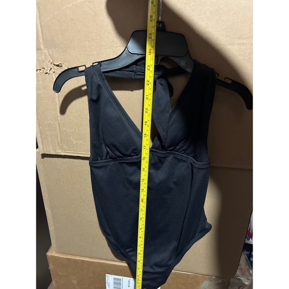 Gap Womens Black Halter One Piece Swimsuit V-Neck Open Back Size M 539786-00-1 - Picture 9 of 11